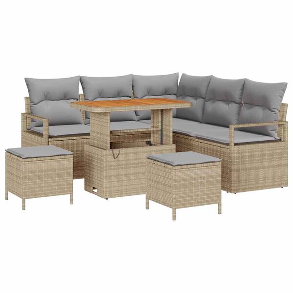 vidaXL Set de canapele pentru grădină 8 pcs Beige și gri deschis