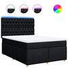 vidaXL Pat box spring cu saltea, negru, 140x200 cm, textil
