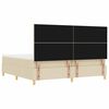 vidaXL Pat cu arcuri cu saltea cu headboard Crem 200 x 200 cm țesătură