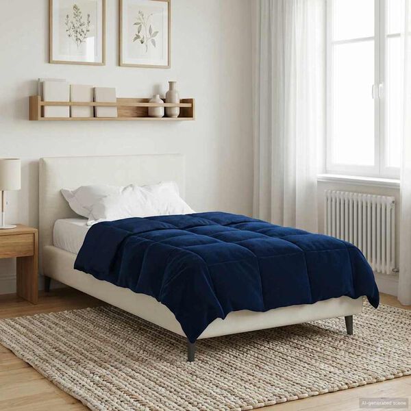 vidaXL Duvet de iarnă Patos Albastru &icirc;nchis 140 x 220 cm Microfibră