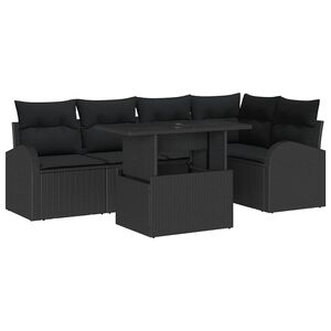 vidaXL Set de canapele pentru grădină 6 buc. 5-Număr de locuri Negru