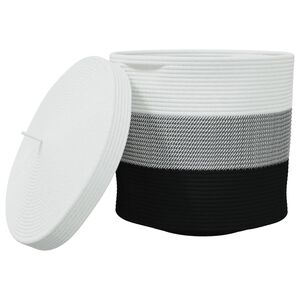 vidaXL Coș de depozitare cu capac, alb și negru, &Oslash;40x35 cm bumbac