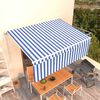 vidaXL Copertină retractabilă manual cu stor, albastru&alb, 4x3 m
