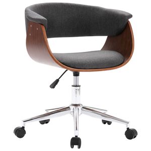 vidaXL Scaun de birou pivotant, gri, lemn curbat și material textil