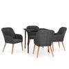 vidaXL Set masă pentru grădină, 5 piese, cu perne, negru