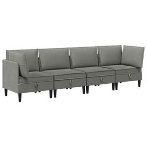 vidaXL Set de mobilier pentru living 4 buc. Gri &icirc;nchis Țesătură