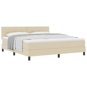 vidaXL Pat cu arcuri cu saltea cu headboard Crem 180 x 200 cm țesătură
