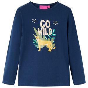 vidaXL Tricou pentru copii cu m&acirc;neci lungi, bleumarin, 128