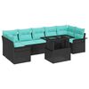 vidaXL Set de canapele pentru grădină cu pernă 8 pcs Negru Rattan poli