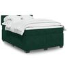 vidaXL Pat box spring cu saltea, verde &icirc;nchis, 140x200 cm, catifea