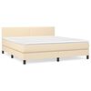 vidaXL Pat continental cu saltea, crem, 180x200 cm, textil