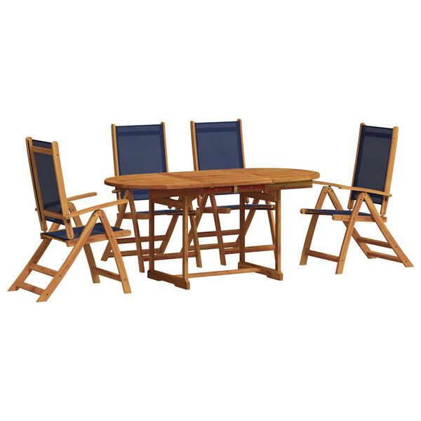vidaXL Set mobilier de grădină, 5 piese, lemn masiv acacia/textilenă