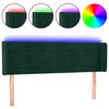 vidaXL Tăblie de pat cu LED, verde &icirc;nchis, 147x16x78/88 cm, catifea
