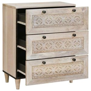 vidaXL Bufet 60 x 33 x 75 cm Lemn masiv de mango Alb