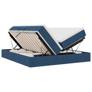 vidaXL Pat cu saltea și spațiu de depozitare albastru 180 x 200 cm