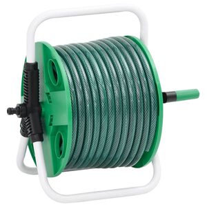 vidaXL Tambur pentru furtun autonom, verde, cu furtun PVC de 20 m