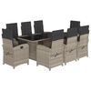 vidaXL Set mobilier grădină cu perne, 9 piese, gri deschis, poliratan