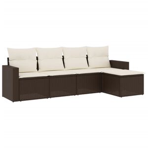 vidaXL Set canapele de grădină cu perne, 5 piese, maro, poliratan