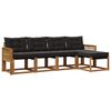 vidaXL Set de canapele de exterior cu pernă 5 pcs Natural și Negru