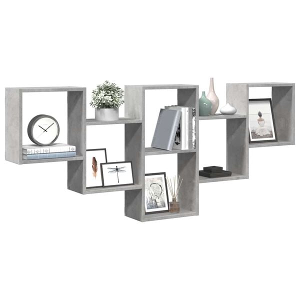 vidaXL Raft de perete, gri beton, 159x18x66 cm, lemn prelucrat