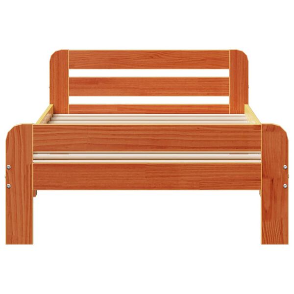 vidaXL Cadru pat fără saltea, maro ceruit, 75x190 cm, lemn masiv pin