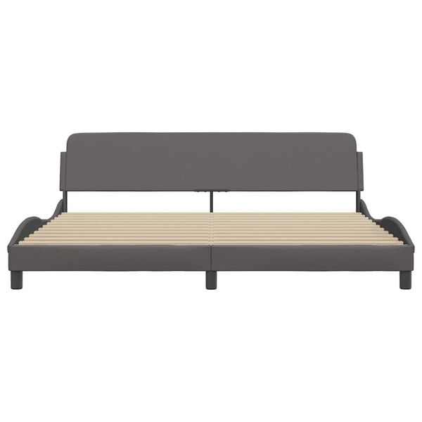vidaXL Cadru de pat, Dover, gri, 200x200 cm, piele ecologică