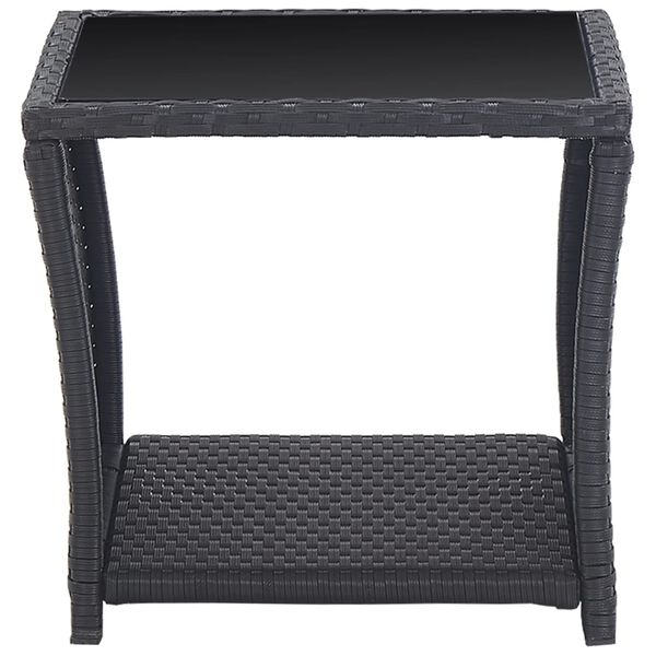 vidaXL Set mobilier de bistro cu perne, 3 piese, negru, poliratan
