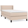 vidaXL Pat box spring cu saltea, cappuccino, 100x200cm piele ecologică
