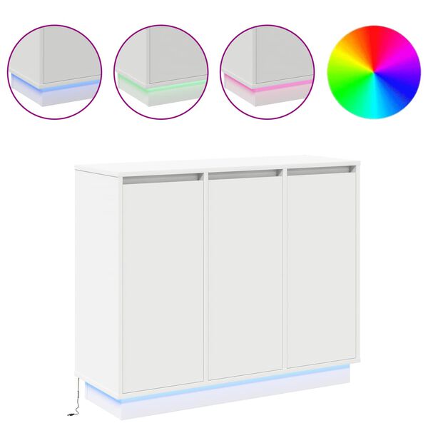 vidaXL Bufet LED Alb 90 x 32 x 75 cm Lemn compozit