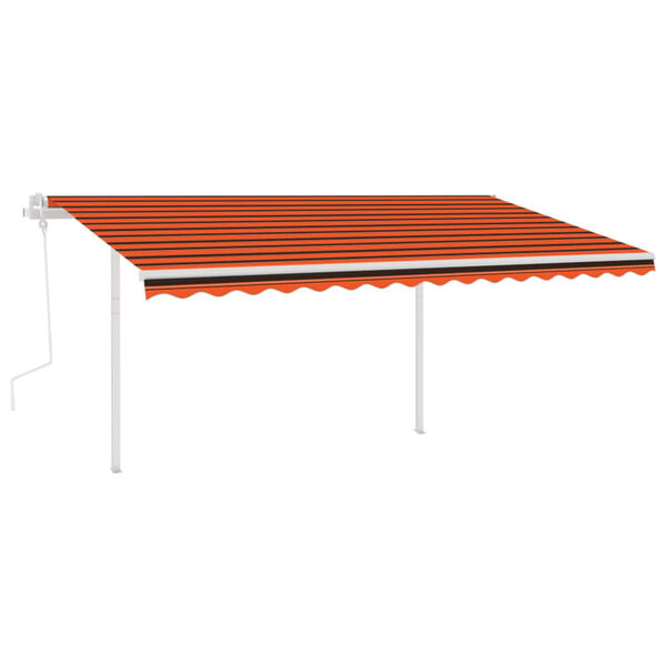 vidaXL Copertină retractabilă manual st&acirc;lpi portocaliu/maro,4,5x3,5 m