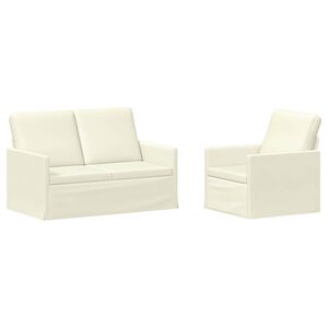 vidaXL Set de canapea 2 pcs Crem Țesătură din corduroy