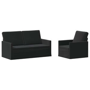 vidaXL Set de canapea 2 pcs Negru Catifea
