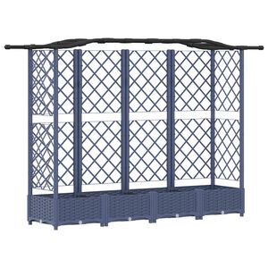 vidaXL Pat Ridicat cu Trellis și Acoperiș Gri 203,5 x 40 x 125 cm PP