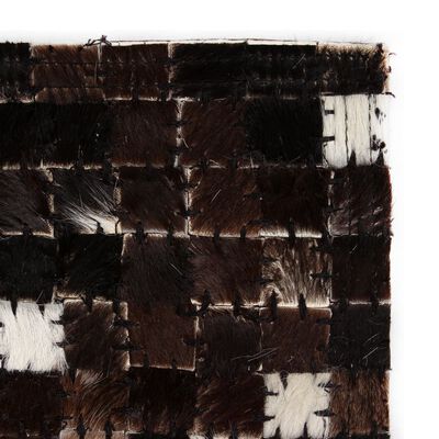 vidaXL Covor piele naturală, mozaic, 160x230 cm, pătrate, negru/alb