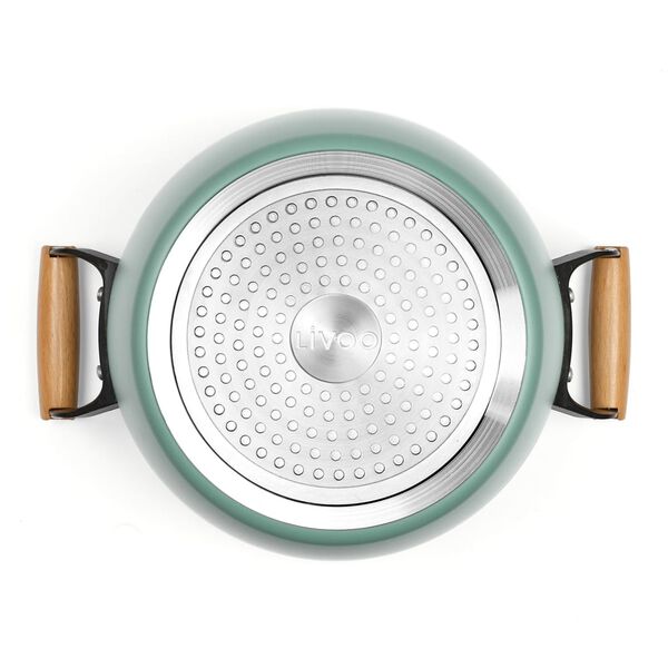 Livoo Cratiță cu m&acirc;nere din lemn, verde, 24 cm, 5 L