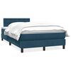 vidaXL Pat box spring cu saltea, albastru &icirc;nchis, 100x220 cm, catifea