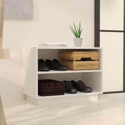 vidaXL Dulap pantofi, alb, 60x34x45 cm, lemn masiv de pin