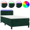 vidaXL Pat continental cu saltea și LED verde &icirc;nchis 80x200 cm catifea