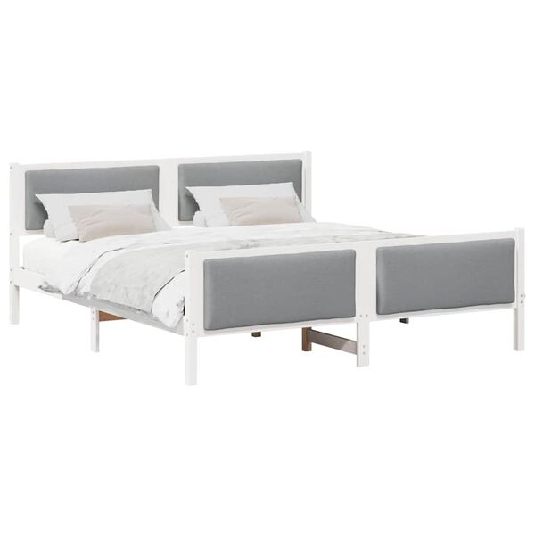 vidaXL Cadru de pat cu headboard Gri deschis 180 x 200 cm țesătură