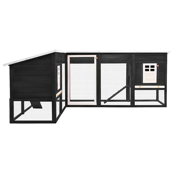 vidaXL Cușcă iepuri exterior, spațiu de joacă, gri/alb, lemn de brad