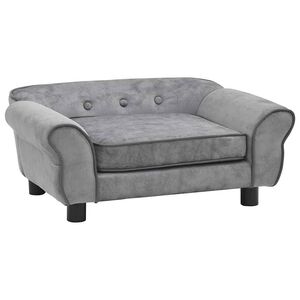 vidaXL Canapea pentru c&acirc;ini, gri, 72 x 45 x 30 cm, pluș