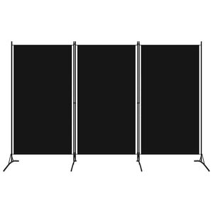 vidaXL Paravan de cameră cu 3 panouri, negru, 260 x 180 cm, textil