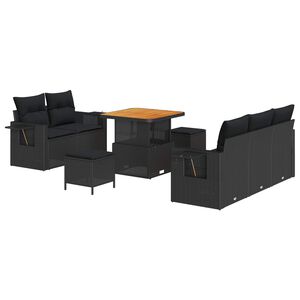 vidaXL Set de canapele pentru grădină cu pernă 8 pcs Negru poliratan