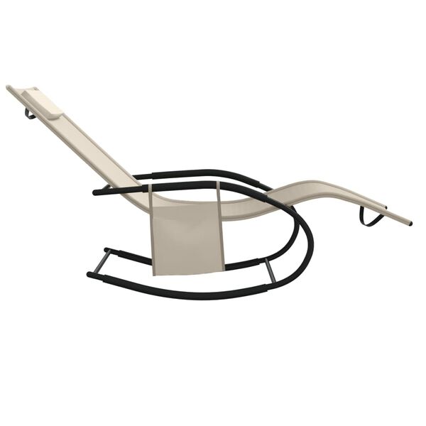 vidaXL Șezlong cu balansoar, crem, oțel și textilenă
