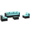 vidaXL Set mobilier de grădină cu perne, 6 piese, negru, poliratan