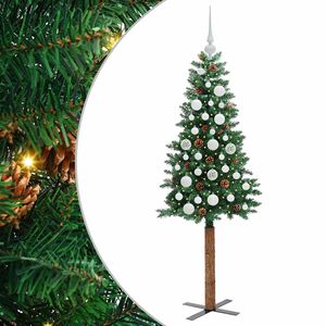 vidaXL Brad de Crăciun subțire Verde 150 cm PVC și lemn de PIN masiv