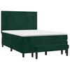 vidaXL Pat box spring cu saltea, verde &icirc;nchis, 140x190 cm, catifea