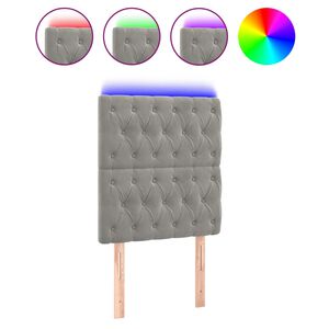 vidaXL Tăblie de pat cu LED, gri deschis, 80x7x118/128 cm, catifea