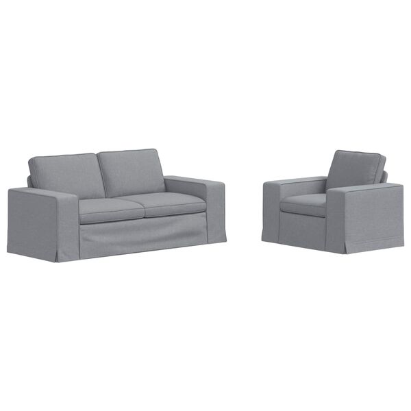 vidaXL Canapea 2 pcs Gri deschis 182 x 80 x 82 cm țesătură