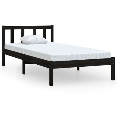 vidaXL Cadru de pat, negru, 100x200 cm, lemn masiv de pin